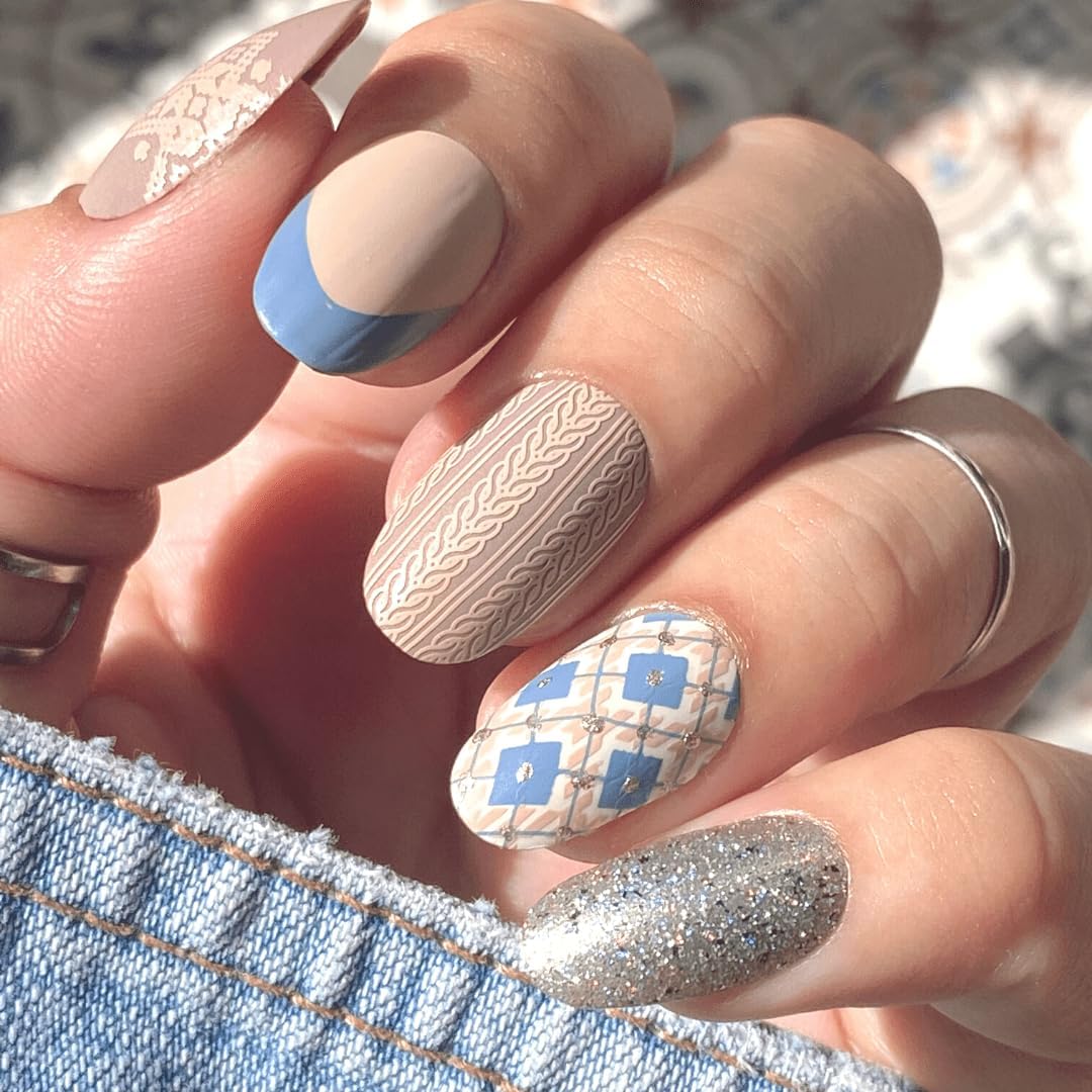 Maniology All About Argyle Nail Stamping Plate | Classic Plaid-Themed Designs, Checkered Patterns, Cozy Autumn DIY Manicures – Reusable, Rectangular Stainless Steel Nail Art Template