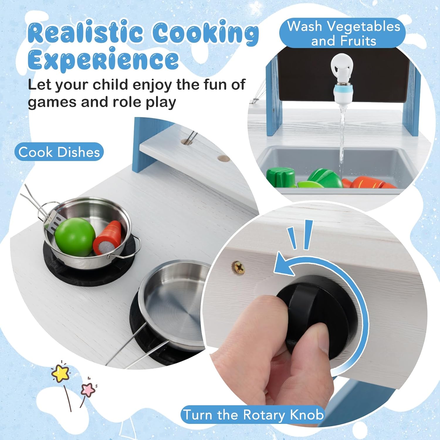 HONEY JOY Mud Kitchen, 2 in 1 Outdoor Play Kitchen for Toddlers & Grocery Store Pretend Play, Water Tank & Sink, Fabric Canopy, Double Side Fir Wood Mud Table for Kids Outdoors