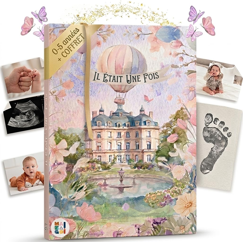 Livre de naissance bébé 90 pages Album Souvenir Personnalisé pour Capturer les Premières Années I Cadeau de Naissance Fille & Garçon I Cadeau bebe pour capturer les Moments Précieux