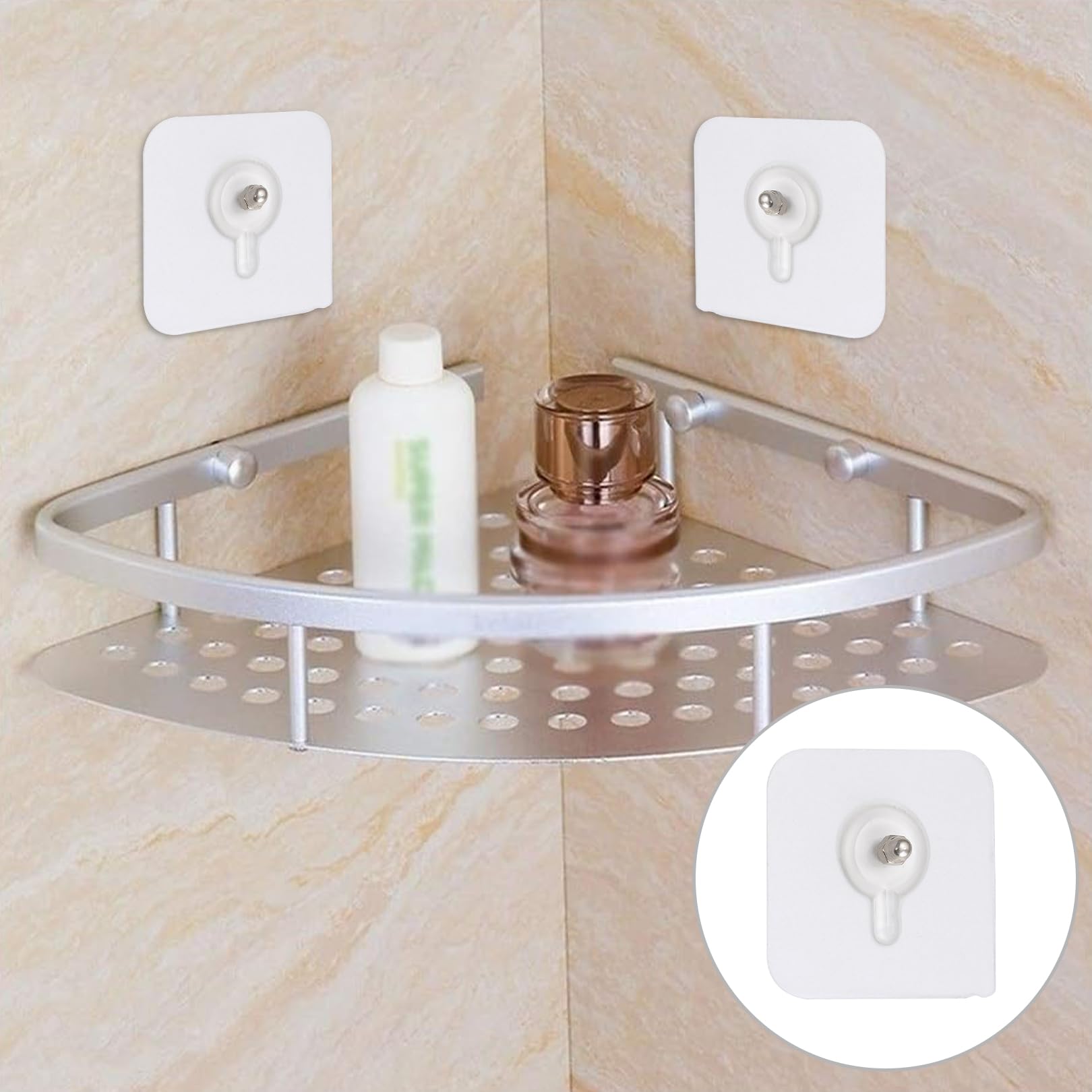 SHENLONG 8 Ganci Autoadesivi A Vite Per Parete - Senza Chiodi, In Acciaio Inox, 5.7x5.7 Cm, Per Appendere Quadri, Cucina, Bagno E Ufficio
