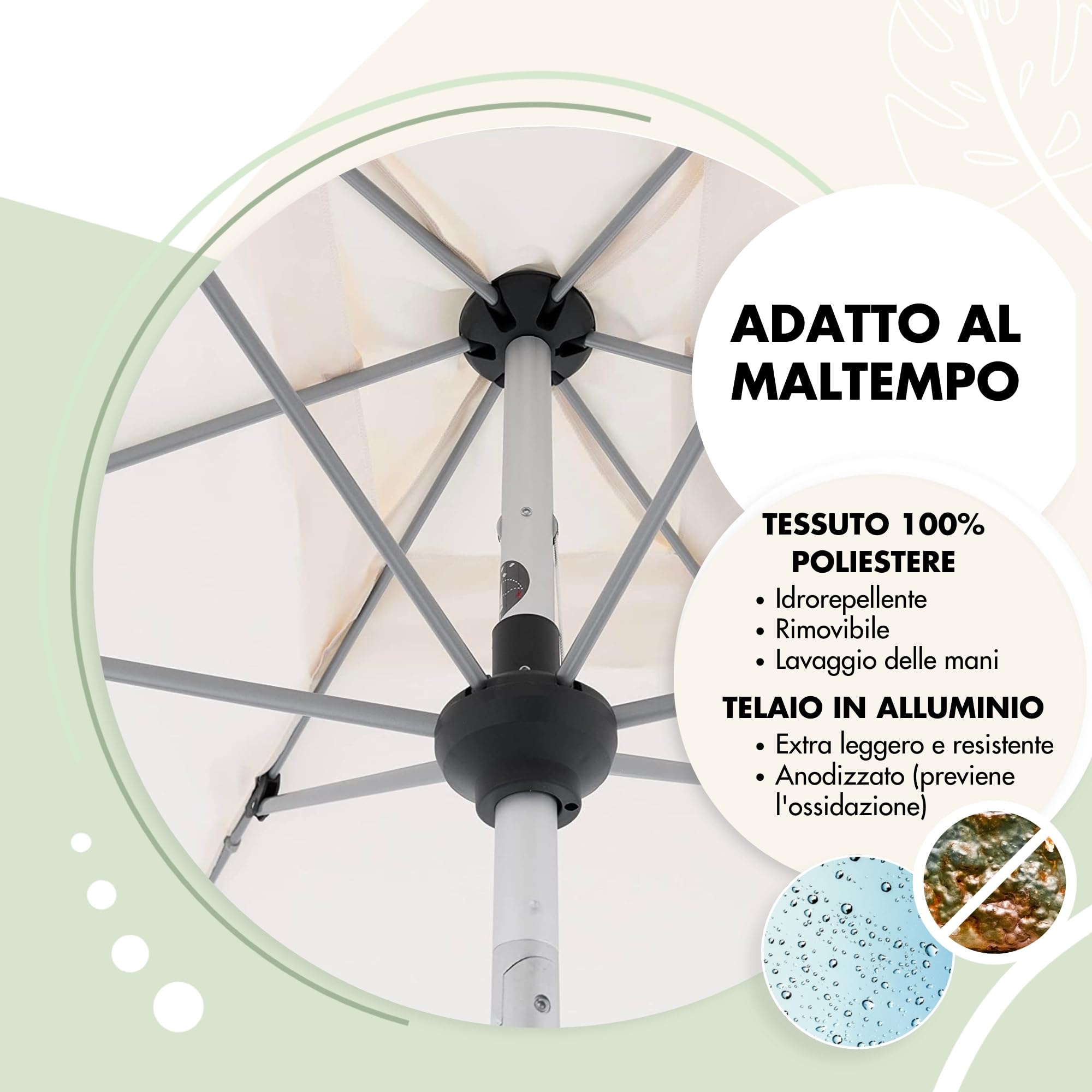 Doppler Ombrellone Rettangolare 190×290 cm in Alluminio – da Balcone e terrazza con manovella, tettuccio inclinabile, Protezione UV 80+ e Tessuto Impermeabile