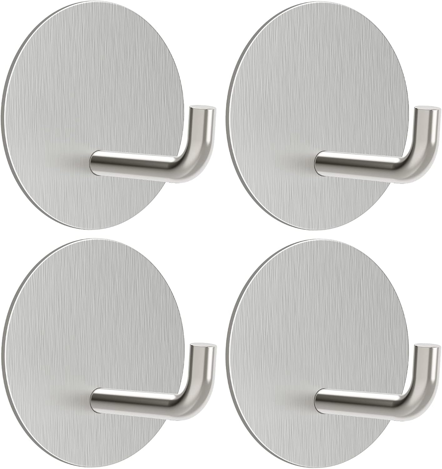 VIS'V Adhesive Hooks, Small Metal Shower Wall Stick on Hooks, Waterproof, 2 Extra Adhesive Strips, Round, White, 4 Pcs