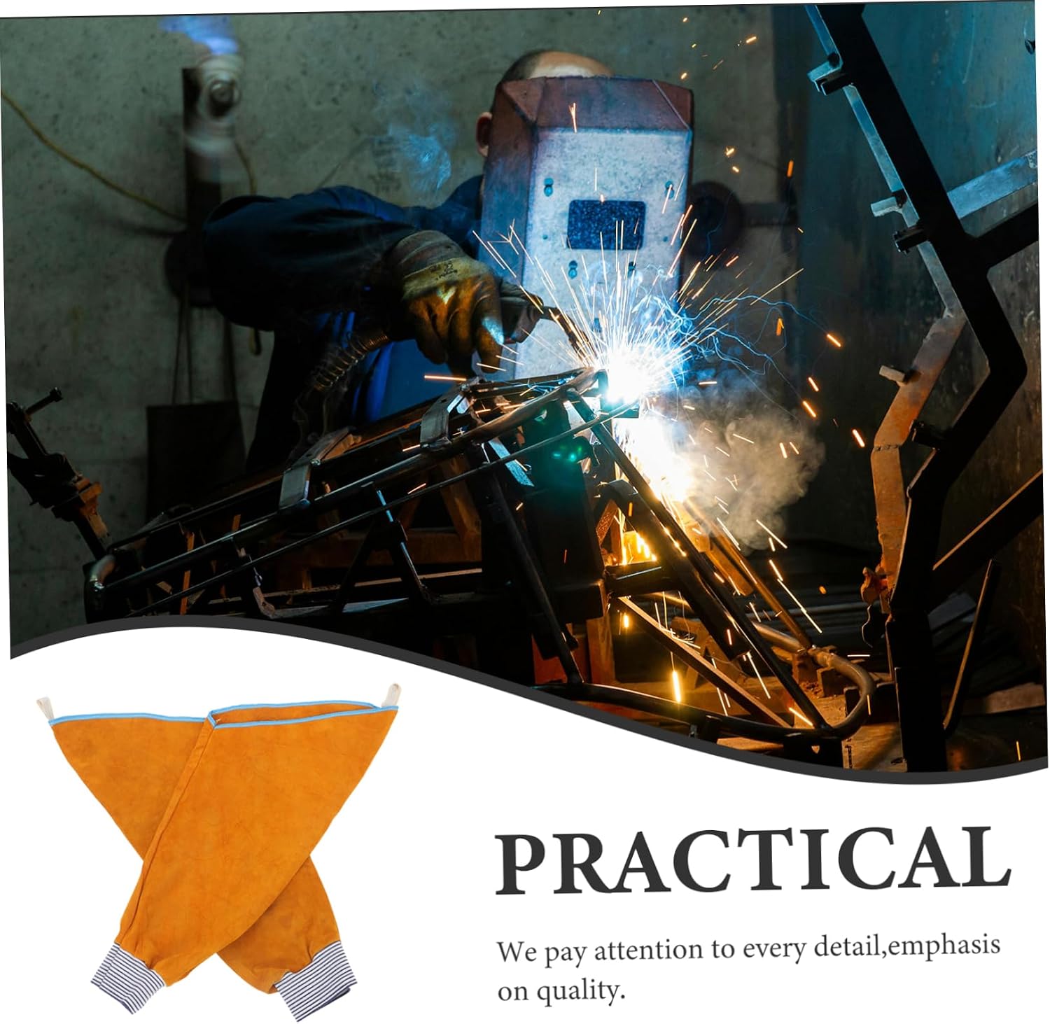 Angoily Leather Welding Arm Protective Sleeves Heat Resistant Spark Resistant Heavy Duty Safety Gear for Welding Construction and Cooking Random Color