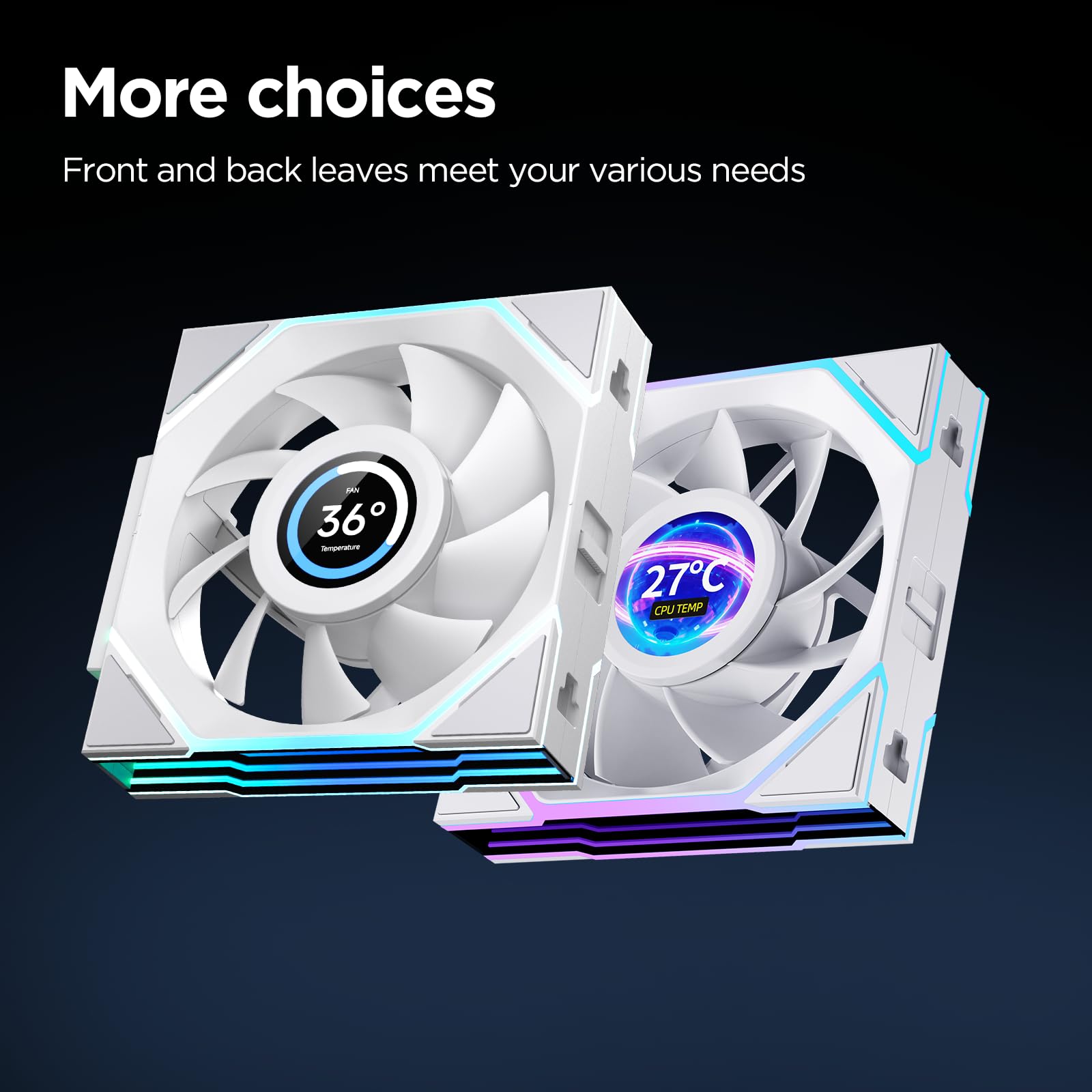 TZMRIT Interstellar-V4 LCD Daisy Chain RGB PC Fan 120 mm, 1.5 Inch LCD/24 LEDs/2100 RPM/61.54CFM/28 mm (White Reverse)