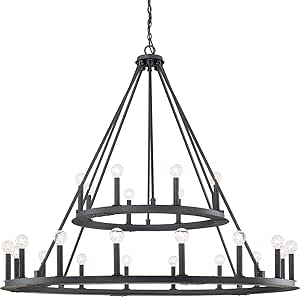 Capital Lighting 4910BI Pearson Urban Industrial 2 Tiers Candle Chandelier, 24-Light 1440 Total Watts, 43" H x 48" W, Black Iron