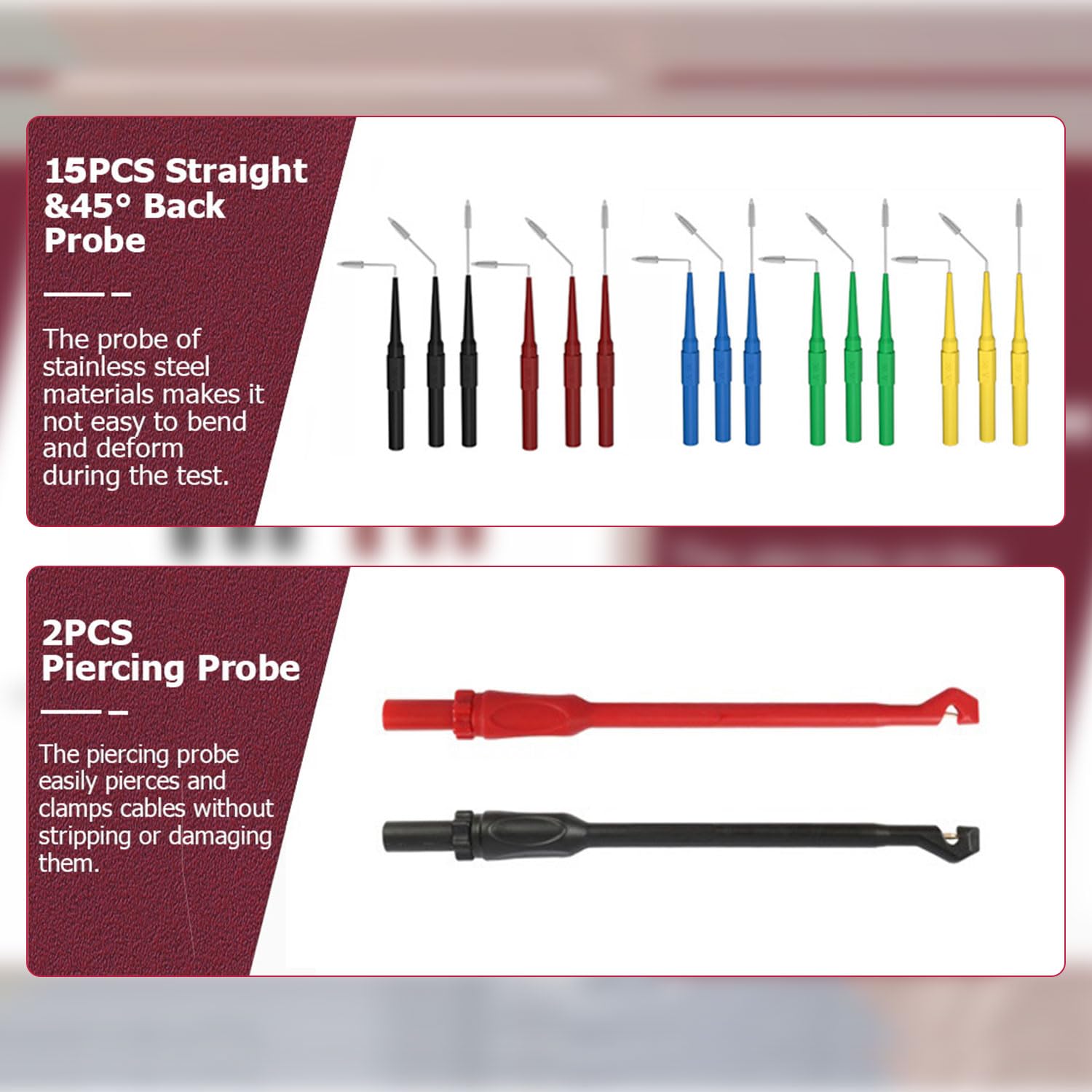 Kit de cables de prueba de multímetro, 110 unidades, kit de cables de multímetro, kit de sonda trasera eléctrica, kit de cables de prueba de circuito automotor, herramienta de diagnóstico de prueba de