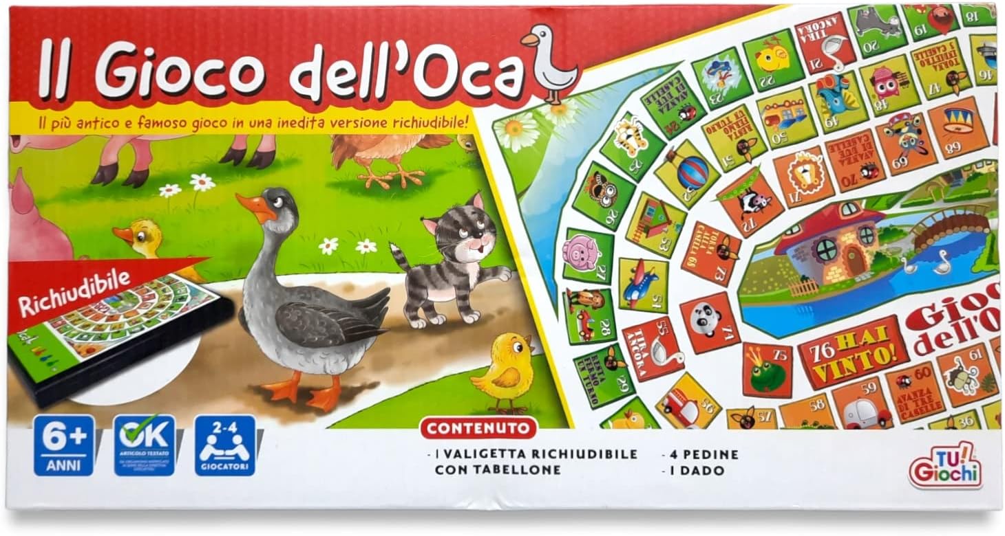 PARTY TIME - 1 Set The Game of the Goose Italian Board Game, Kids Creative Games
