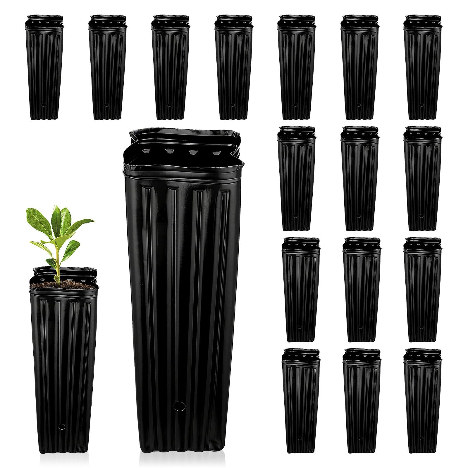 Bolsas de vivero negras para huerto urbano y cultivo de hortalizas en terrazas, 50 unidades