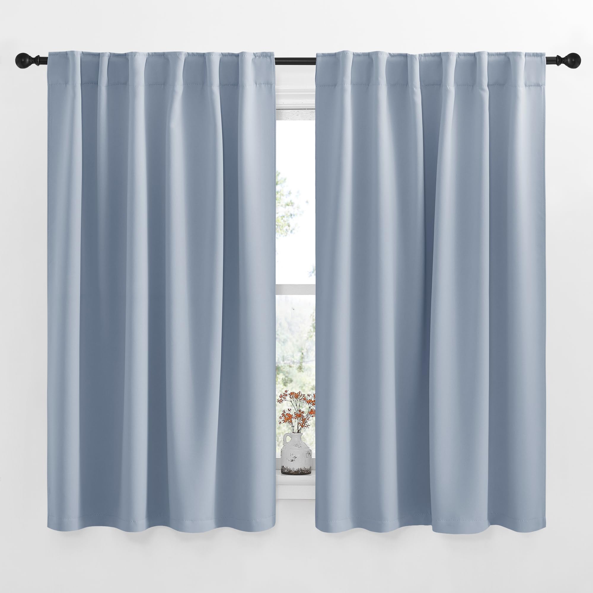 NICETOWN Blackout Curtains Window Drapes - (Vintage Blue Color) 52 inches W by 54 inches L, Set of 2, Blackout Curtain Panels for Boy's Nursery