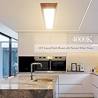 Vista 4 de FaithSail Lámpara LED de 4 pies, 48 LED de techo envolvente con 3000 K/4000 K/5000 K CCT seleccionable, luz LED de cocina de 4 pies con marco