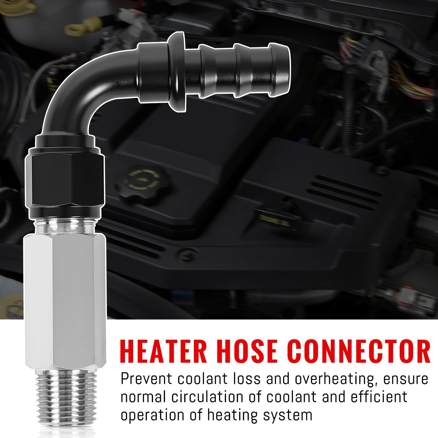 Top Heater Hose Connector fit for Dodge Ram 6.7L Cummins 2007.5-2024,10AN Push Lock Fitting,Upgraded heater hose fitting Replacement 52014739AG,55056711AC,55056966AA,68005253AA,Leak-Free Fit
