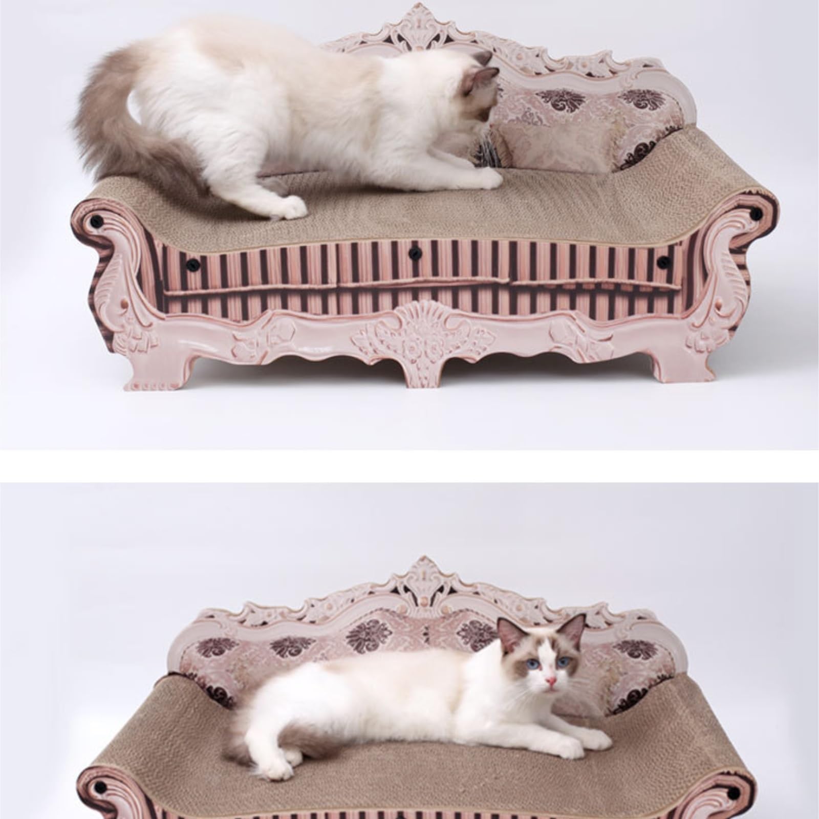 Kratzbrett Katze Katzenkratzbrett Aus Pappe, Schlafsofa, Couchform, Katzenkratzlounge for Hauskatzen Robustem Kratzpappe(B,75X39X45CM)