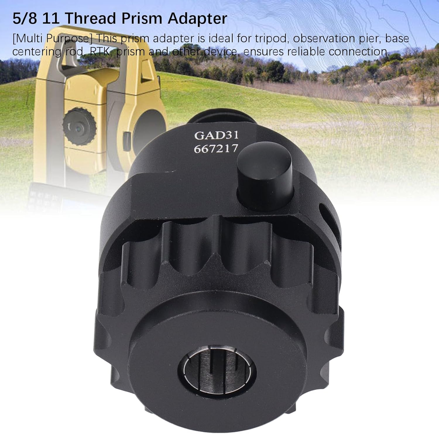 Professional Sturdy Aluminum Alloy Prism Adapter for Total Station Base with Thread, GAD31 Multi-Purpose Model Compatible with RTK and Surveying Total Station Equipment