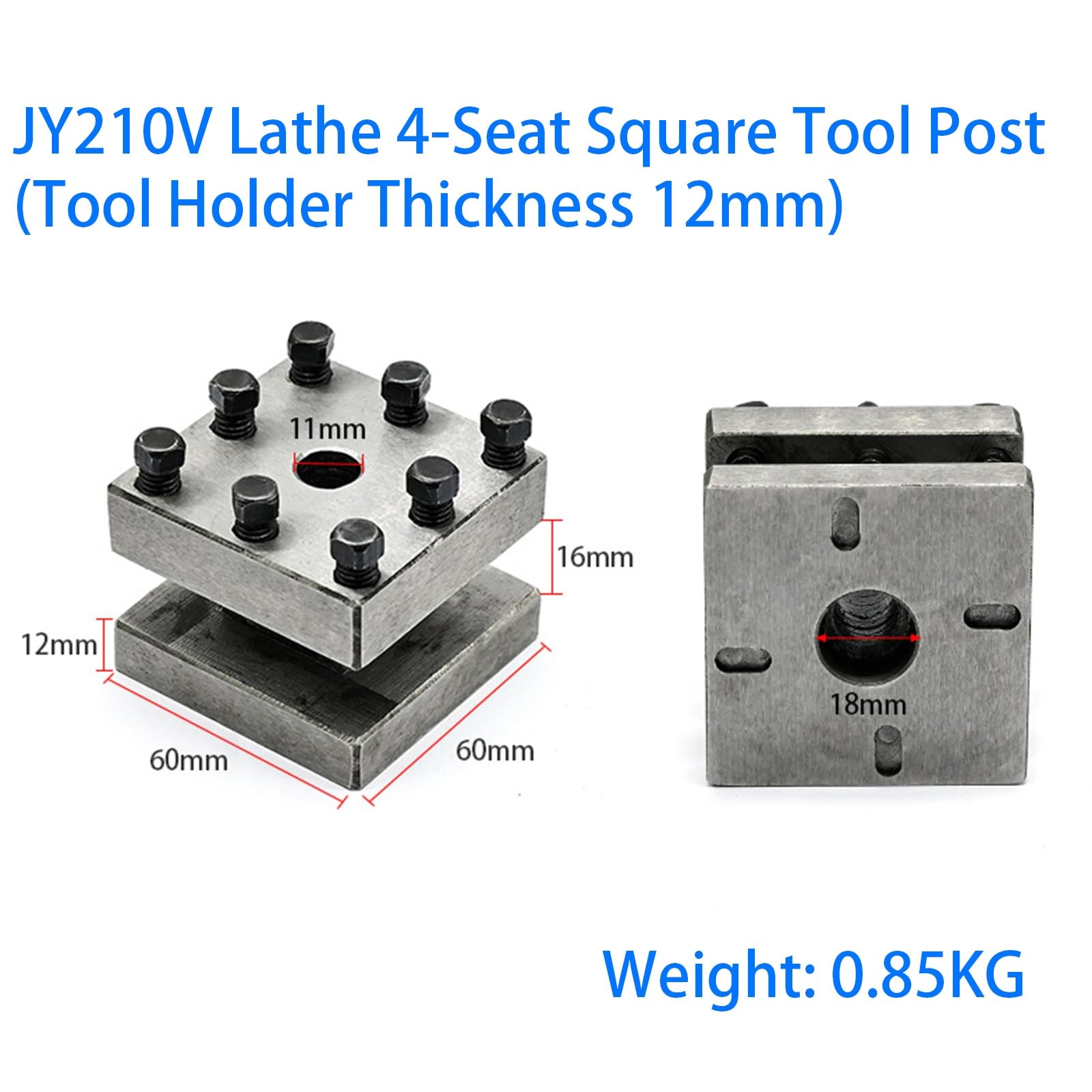 Palo portautensili a 4 stazioni per mini tornio, altezza slot 5/8", capacità 1,2 cm, planarità 0,02 mm, portautensili accurato per parti di lavorazione del tornio da banco