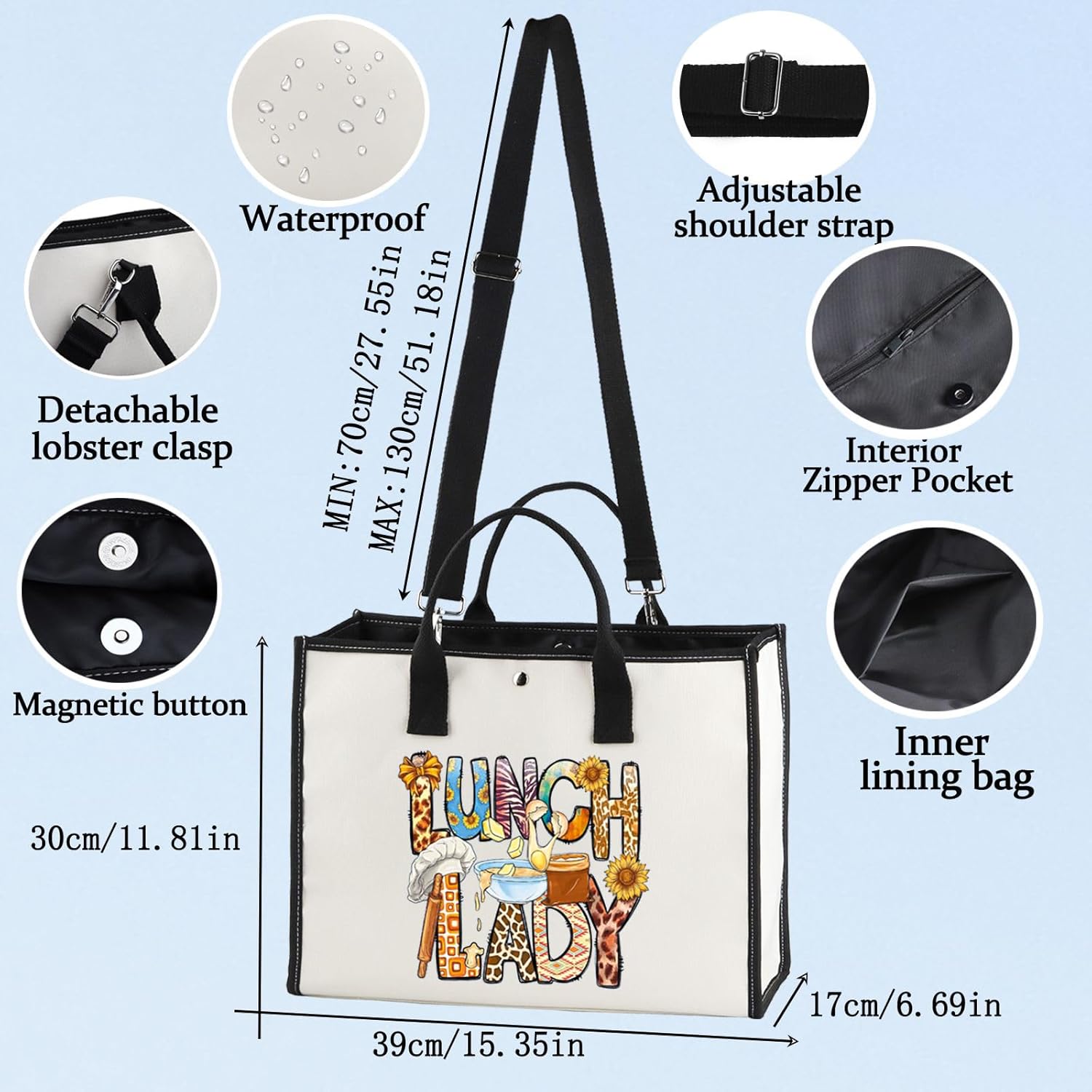 BWWKTOP Lunch Lady Tote Bag Lunch Workers Appreciation Gift Lunch Lady Shoulder Bag Lunch Mom Merch