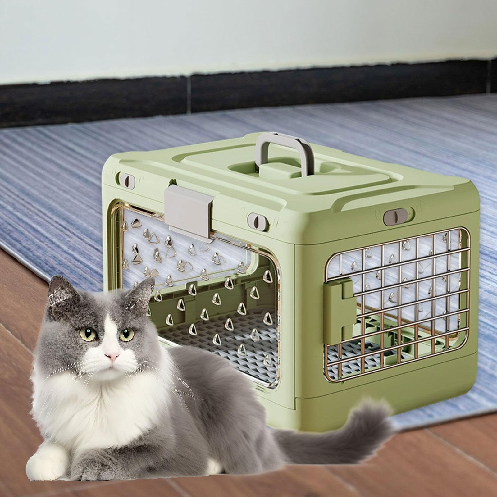 Jaula Plegable para Mascotas, Transportín para Animales Pequeños de PP Y Hierro, Robusta Y Fácil de Limpiar, Ideal para Viajes Y Mudanzas.