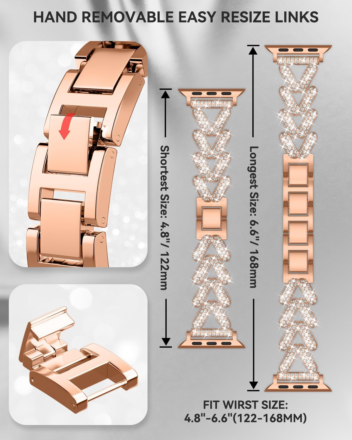 Rhinestones Encrusted Metal Bracelet and Case, Compatible with Apple Watch Bands 38mm-49mm (Series 11/1/SE/Ultra 2)- Bling Gold Women's Jewelry Strap, Luxury iWatch Bracelet with Screen Protector