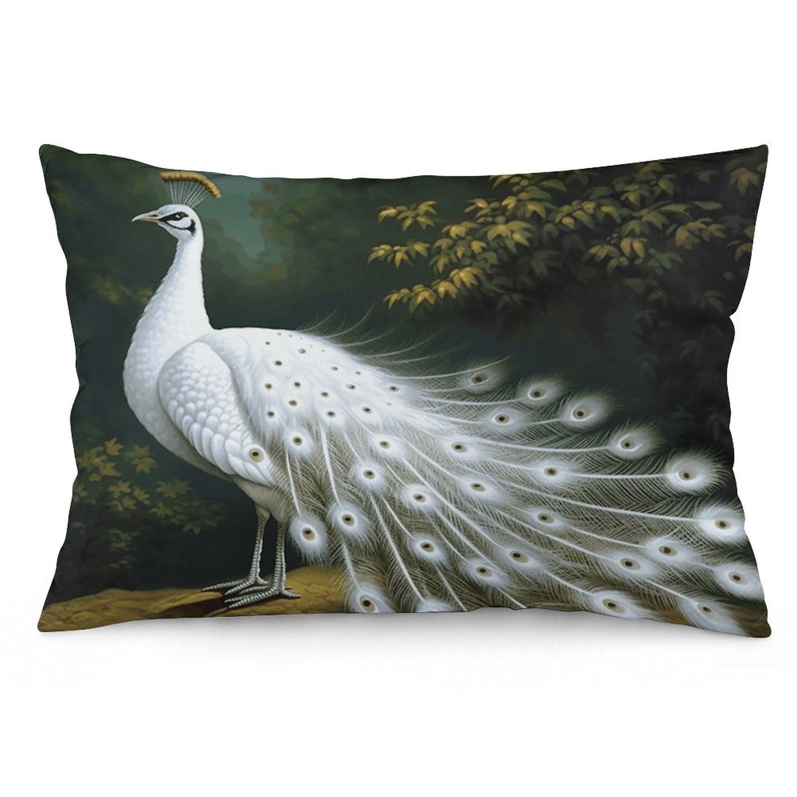 2 Pack Pillow Cases for Hair and Skin, Soft Breathable Pillow Case Covers with Hidden Zipper, White Peacock Pillowcase 16 "x24 Pillow Covers for Sleeping Gift