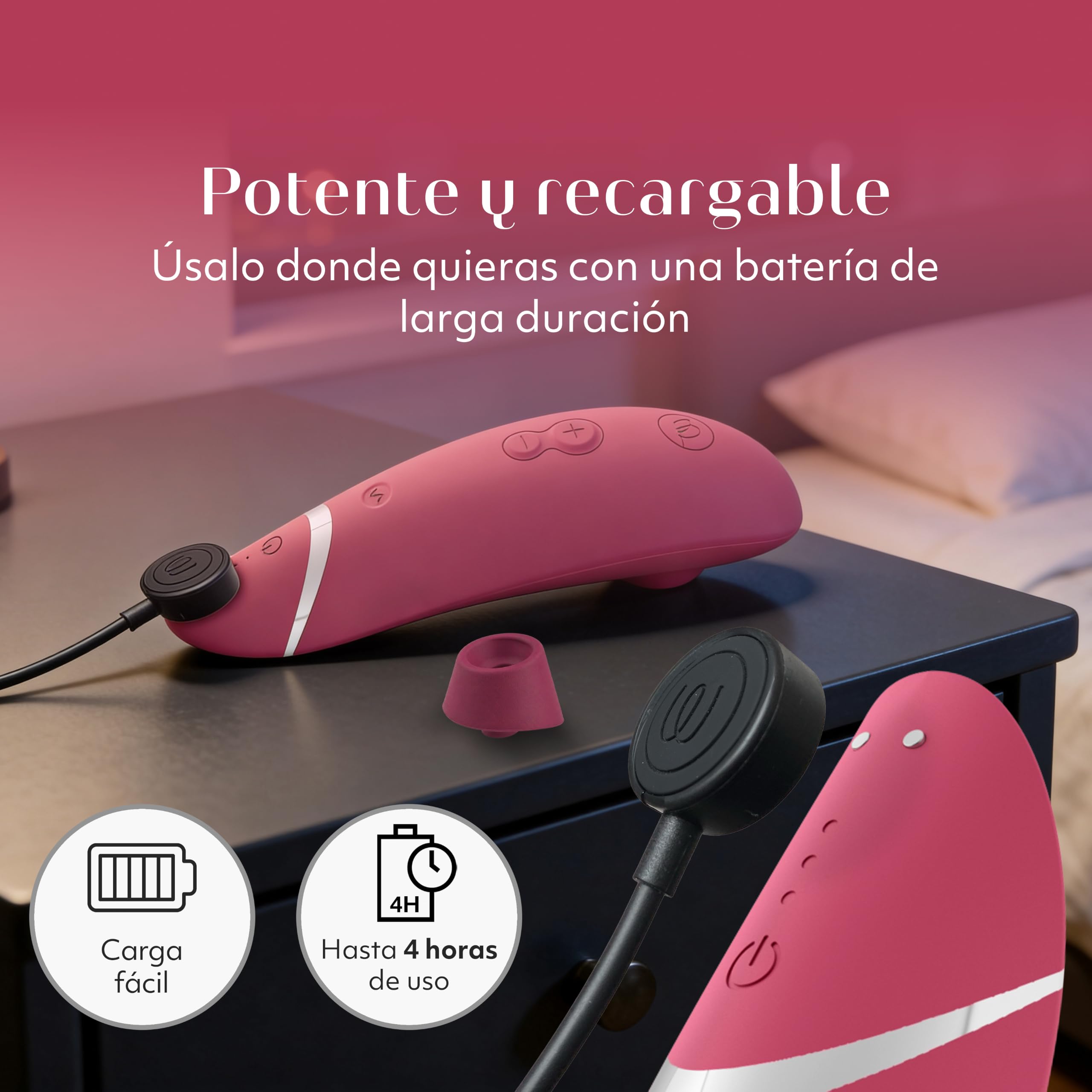 Womanizer Premium 2 succionador de clítoris visto en El placer es mío | Estimulador de clítoris | Vibrador sumergible para mujer | 14 niveles de intensidad | Juguete erótico para parejas | Rosa