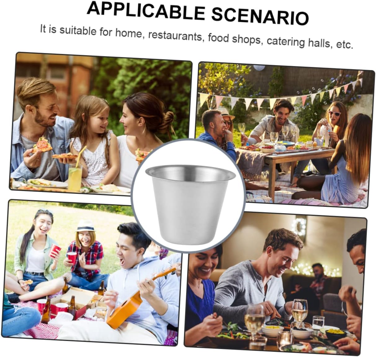 OUNONA 20pcs Stainless Steel Condiment Cups for Lunch Box Bpa Clip to Plate Kitchen Sauce Holder Restaurant Sauce Cup Condiment