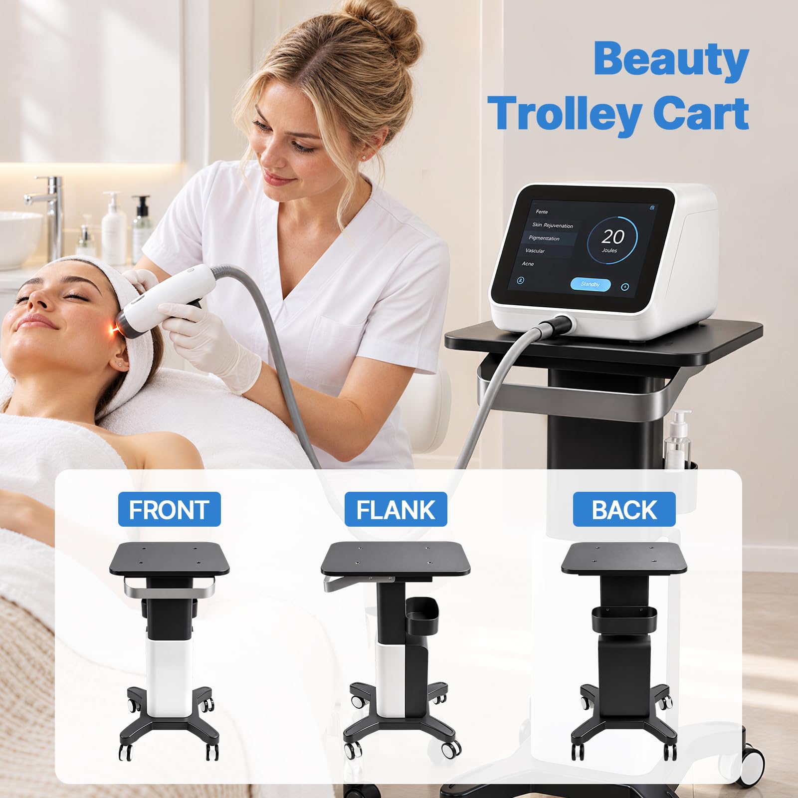EBANKU Carro con Ruedas para salón de Belleza, Carrito con Ruedas para SPA, Carrito rodante para Almacenamiento de Instrumentos de Belleza
