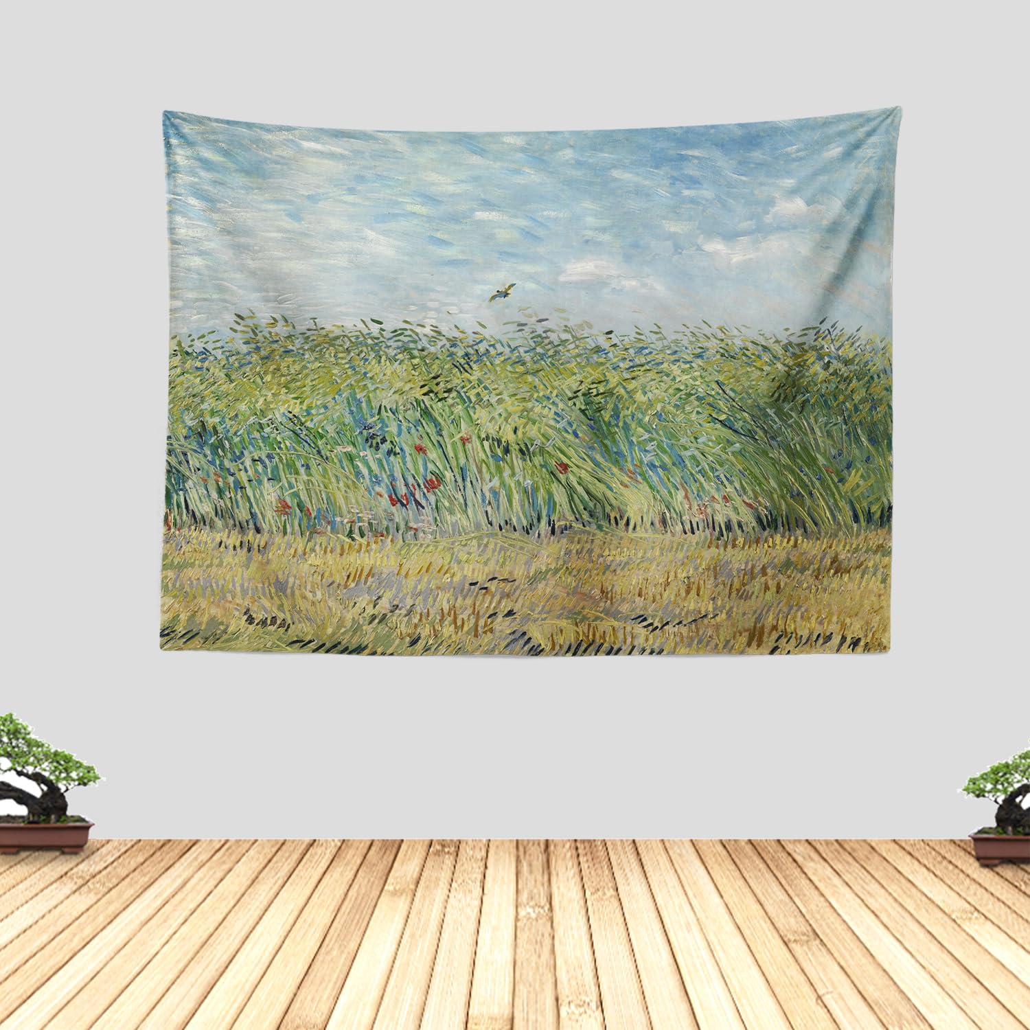 Chitteri Vincent van Gogh Wheat Field with a Lark(1887) Hanging Tapestry 60''X45'' Polyester Wall Art for Home Decoration