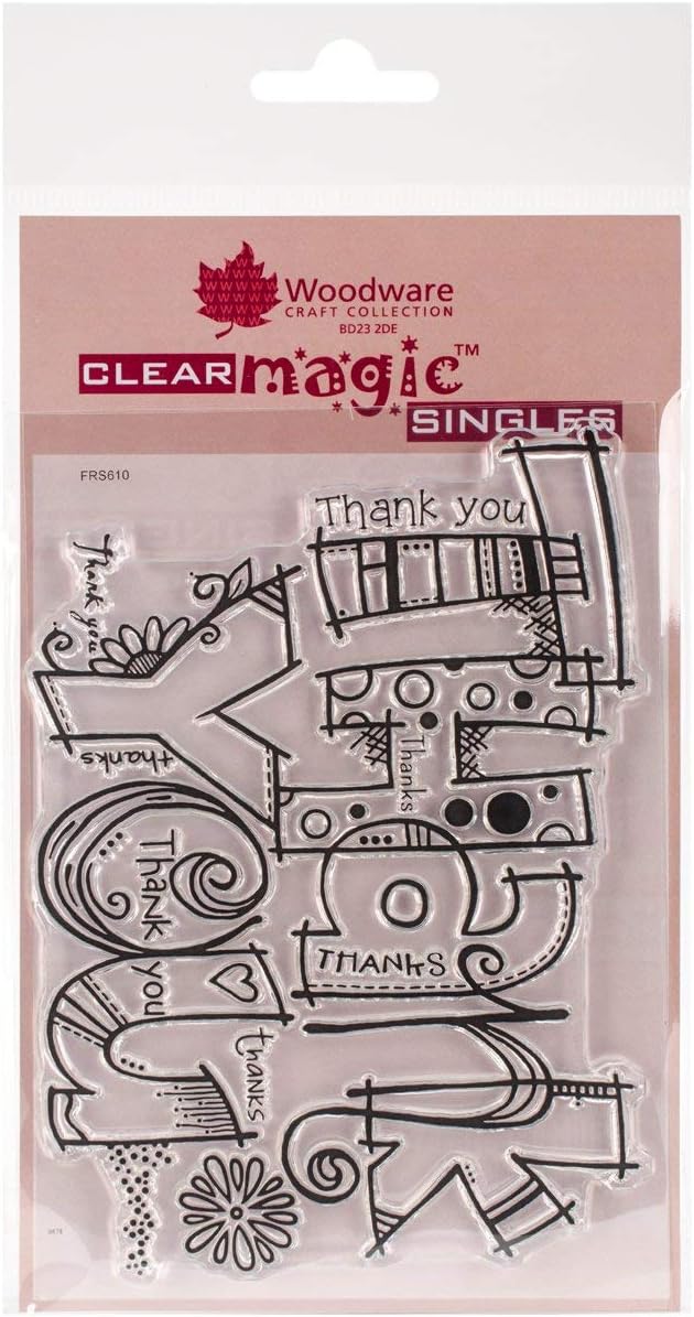 Woodware Craft Collection Woodware Clear Stamps 3.5 x 5.5-inch Graffiti Thank You, Acrylic, Multicolour, 0.38x10.79x20.95 cm