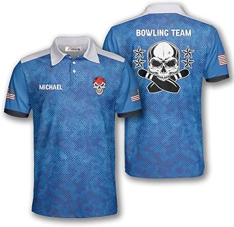 PRIMESTY Custom Bowling Shirts for Men, Personalized Patriotic American Flag Bowling Jerseys, Custom Bowling Polo Shirts