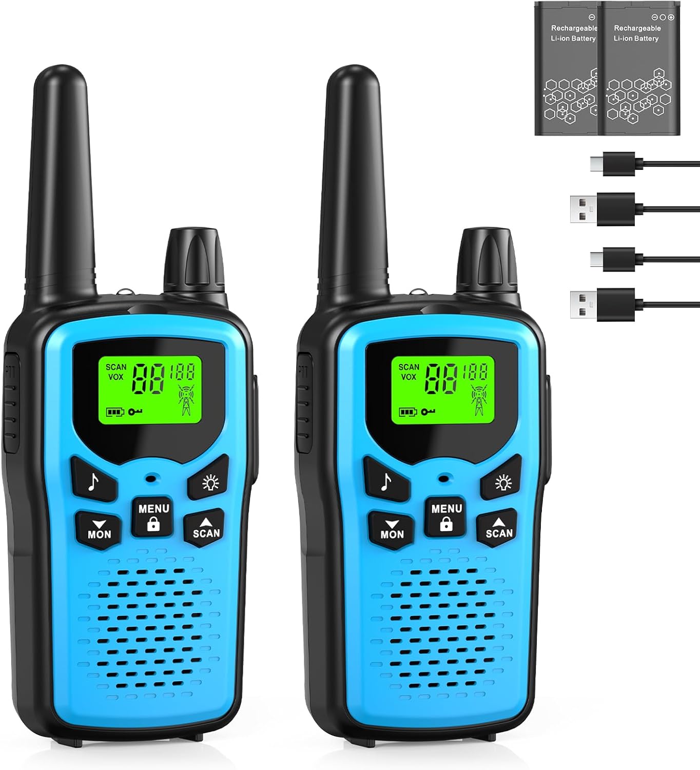 Walkie Talkies for Adults Long Range,Kartal Rechargeable Walkie Talkies with 22 FRS Channels,Two Way Radios with LED Flashlight for Hiking Cruises Camping (Blue) - Amazon product rated Grade B