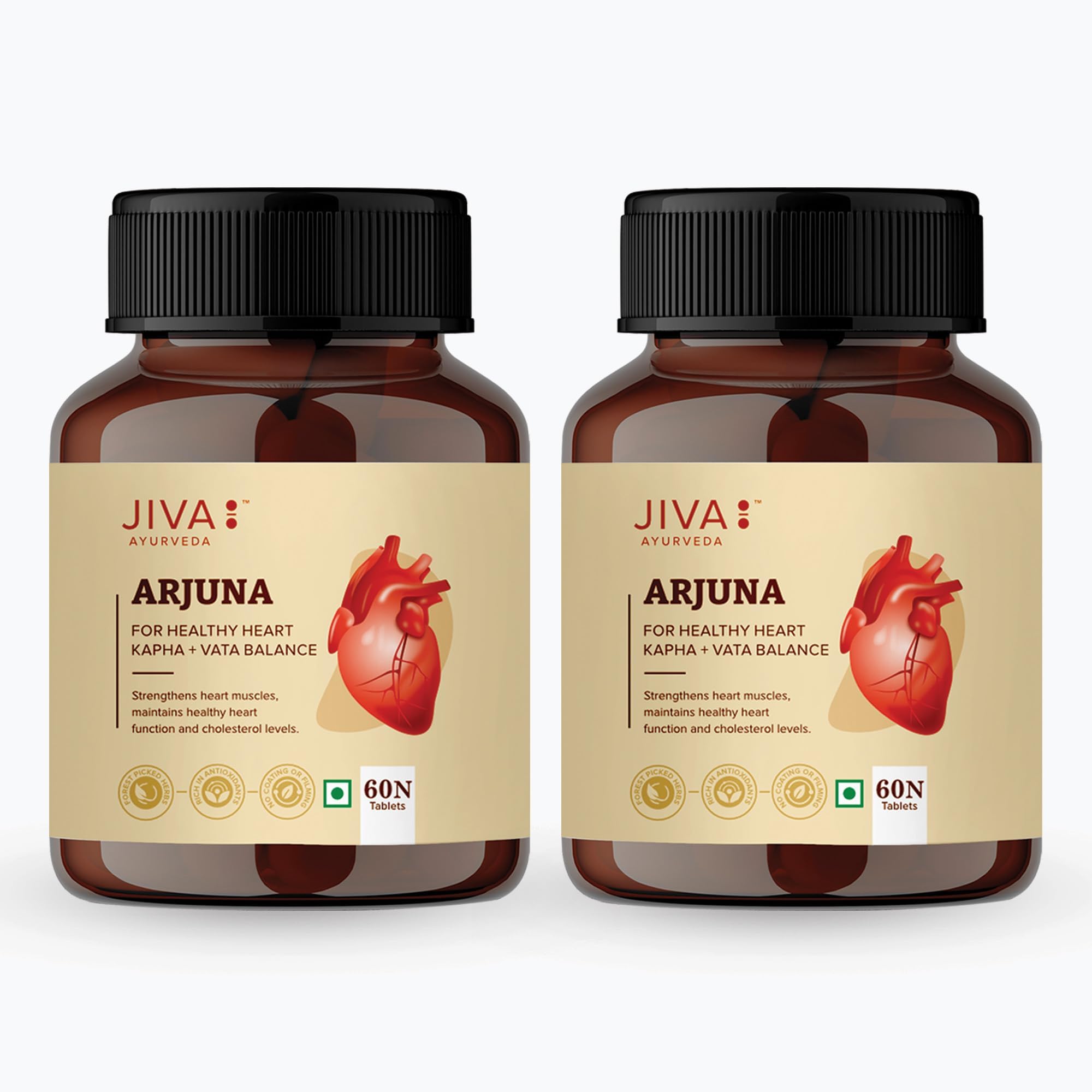 Jiva Arjuna Tablets 500mg Promotes Heart Health | Manages Cholesterol Level - 60 Tablet (Pack of 2)
