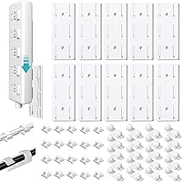 Vista 1 de Soporte Adhesivo para Enchufes sin Perforaciones, Kit de 10 Soportes para Regletas de Alimentación y 40 Clips para Cables, Soporte Autoadhesivo