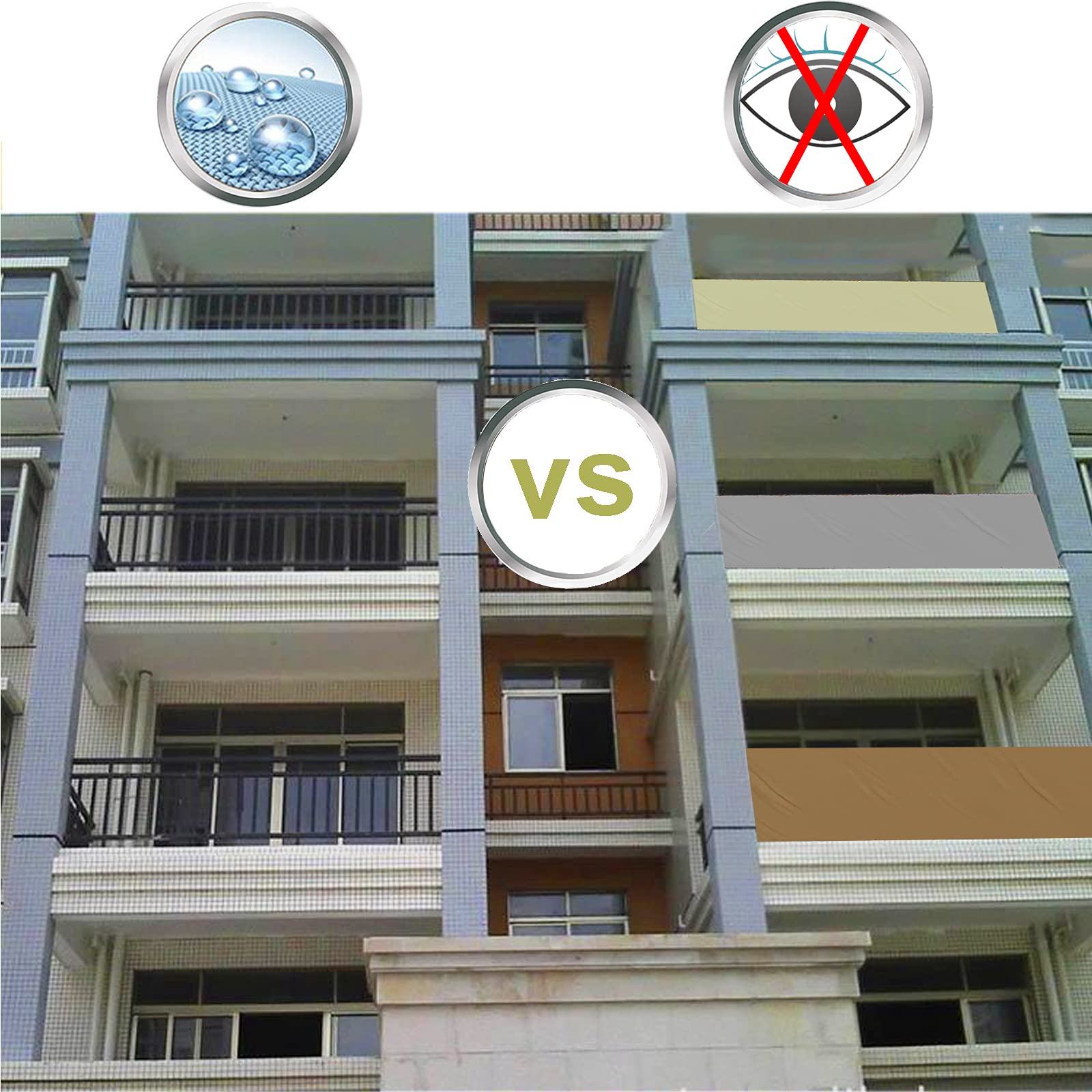 Balkon markiza boczna 150 x 750 cm, tkanina kempingowa, mata piknikowa, ogród, balkon, osłona na patio, osłona przeciwsłoneczna, ochrona przed wiatrem