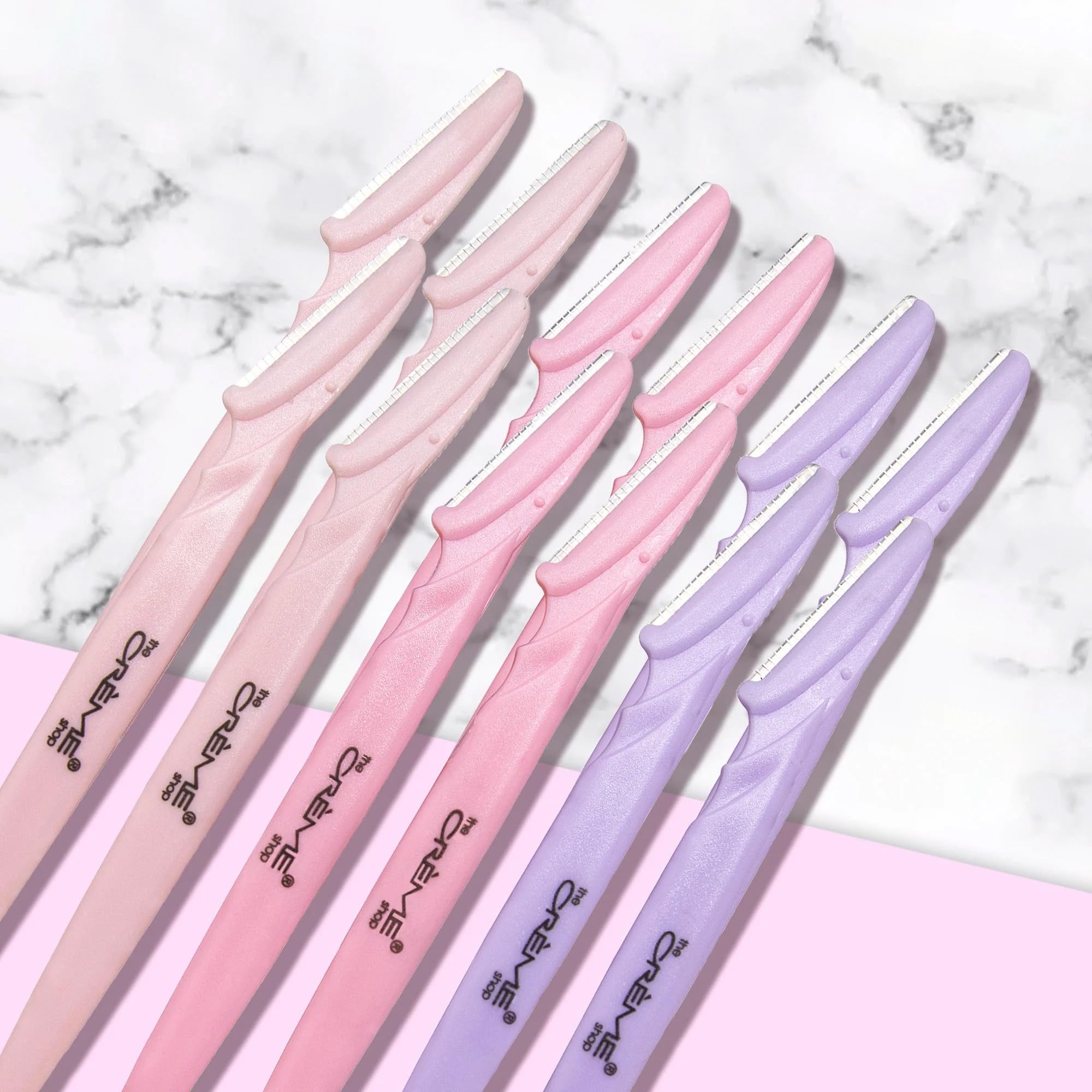 The Crème Shop Flawless Finish Precision Razors | Dermaplaning Tool for Face | Face Razors for Women | Stocking Stuffers for Women (Pack of 12)