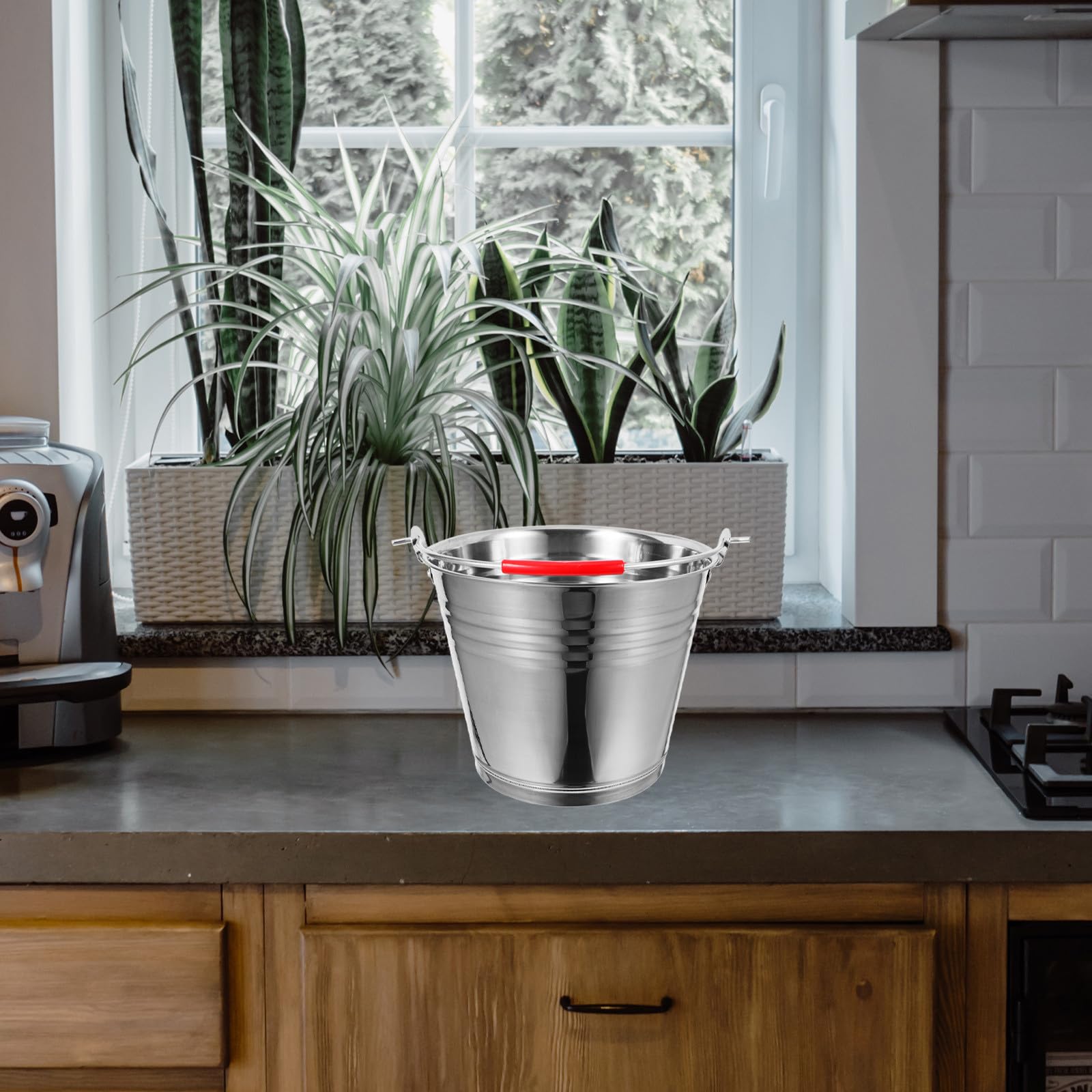 Seau en Acier Inoxydable avec Poignée 6 L pour Lait et Glace