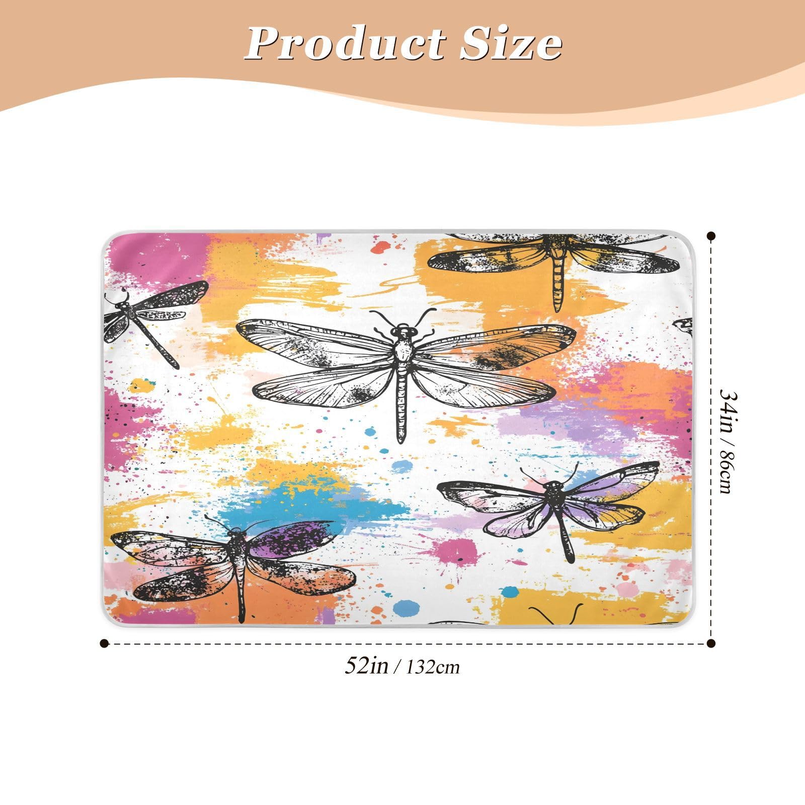 BOESI Graffiti Dragonfly Pattern Waterproof Pads for Bedwetting and Incontinence, Reusable Pads, Reusable Diaper Pads for Bed, Sofa, Travel