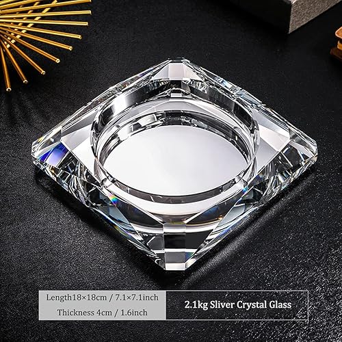 Miniatura 10 de Cenicero de cristal para cigarrillos, bandeja cuadrada para cenizas de cigarros para decoración de mesa de escritorio de oficina en casa, cenicero