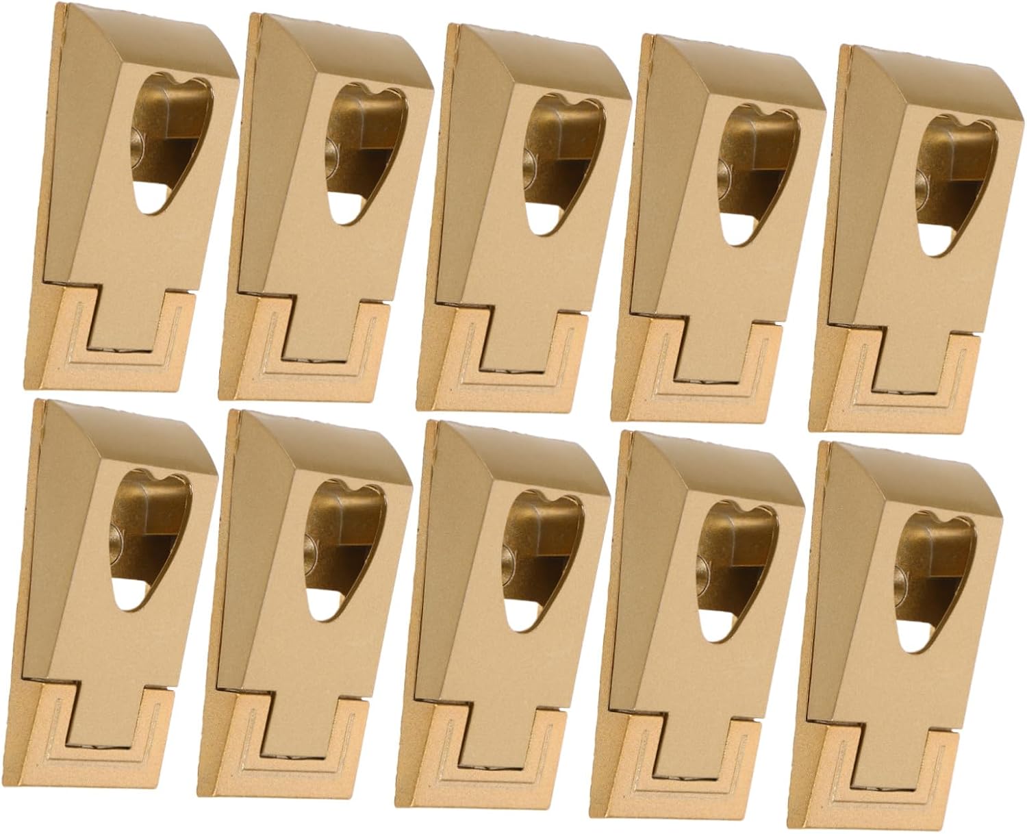 Luxshiny Closet Rod Support Brackets with Abs and Zinc Alloy Material Heart Shaped 10pcs in Golden Color, Metal Clothes Rod Support Elegant Design to Maximize Vertical Space for Dressing