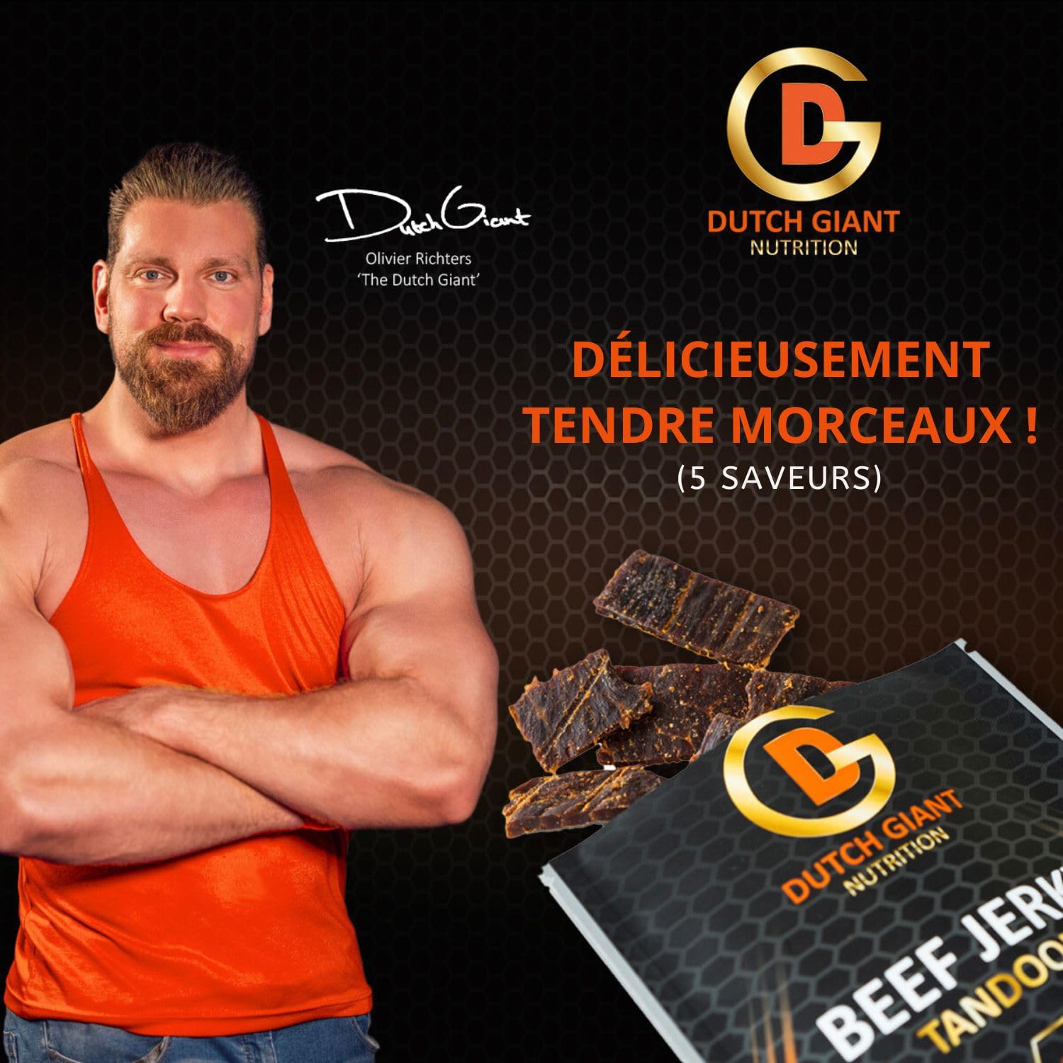 Dutch Giant Beef Jerky Original | 10 x 50 gram | 500g Boeuf Séché pour les gens | Viande séchée | Biltong | Nourriture Américaine | Snack | Ration de survie | Haute teneur en protéines | Musclemeat
