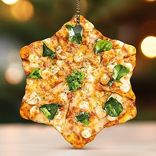 Christmas Ornaments 2025 Cheese and Pepperoni Pizza Keepsake Gift Vegetables Still Life Paintings Christmas Bauble Present Collectible Gift for Festive Holidays Home Decor Ceramic Circle 3" White