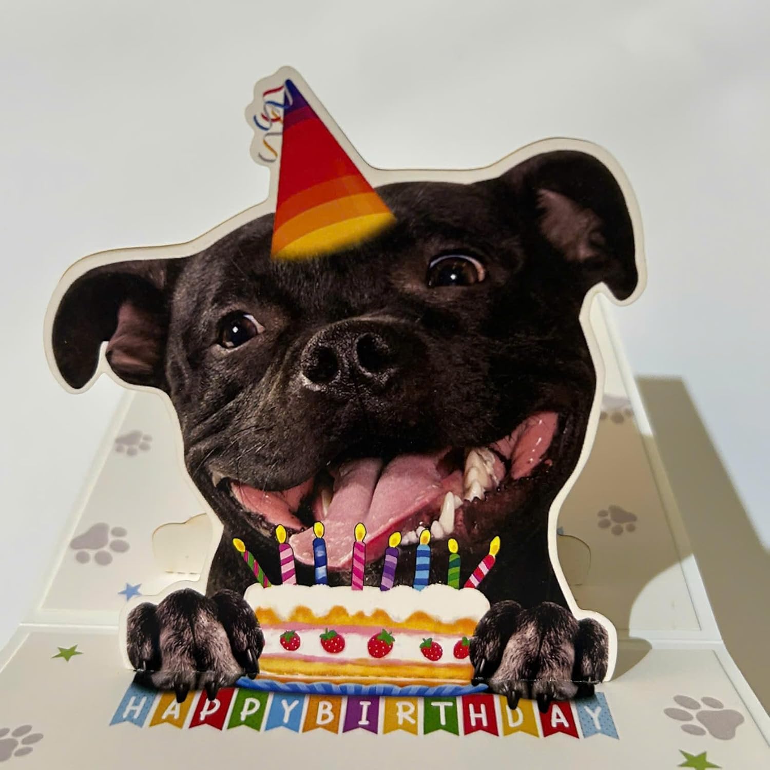 3D Pop-Up Staffordshire Terrier Dog Birthday Card - Staffordshire Bull Terrier Dog - Happy Birthday Greeting for Dog Lovers - Staffordshire Terrier Dog 3D Birthday Pop Up Cards - Image 3
