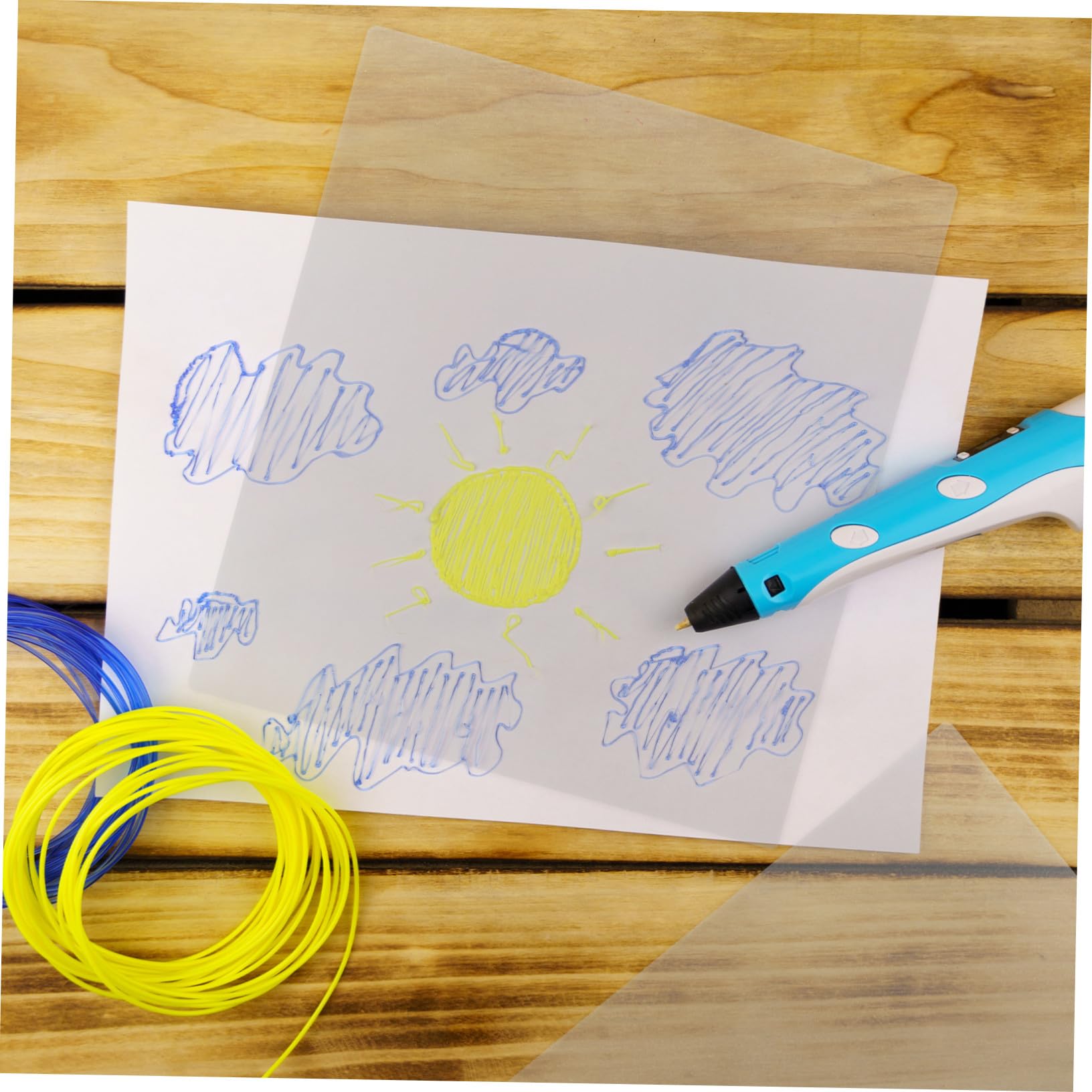 HOMSFOU Tappetino da Disegno Trasparente in PVC per Tracciare e Disegno 3D Creativo Set 10 Pezzi per Tracciare e Disegno 3D Creativo per Penna 3D per attività Creative