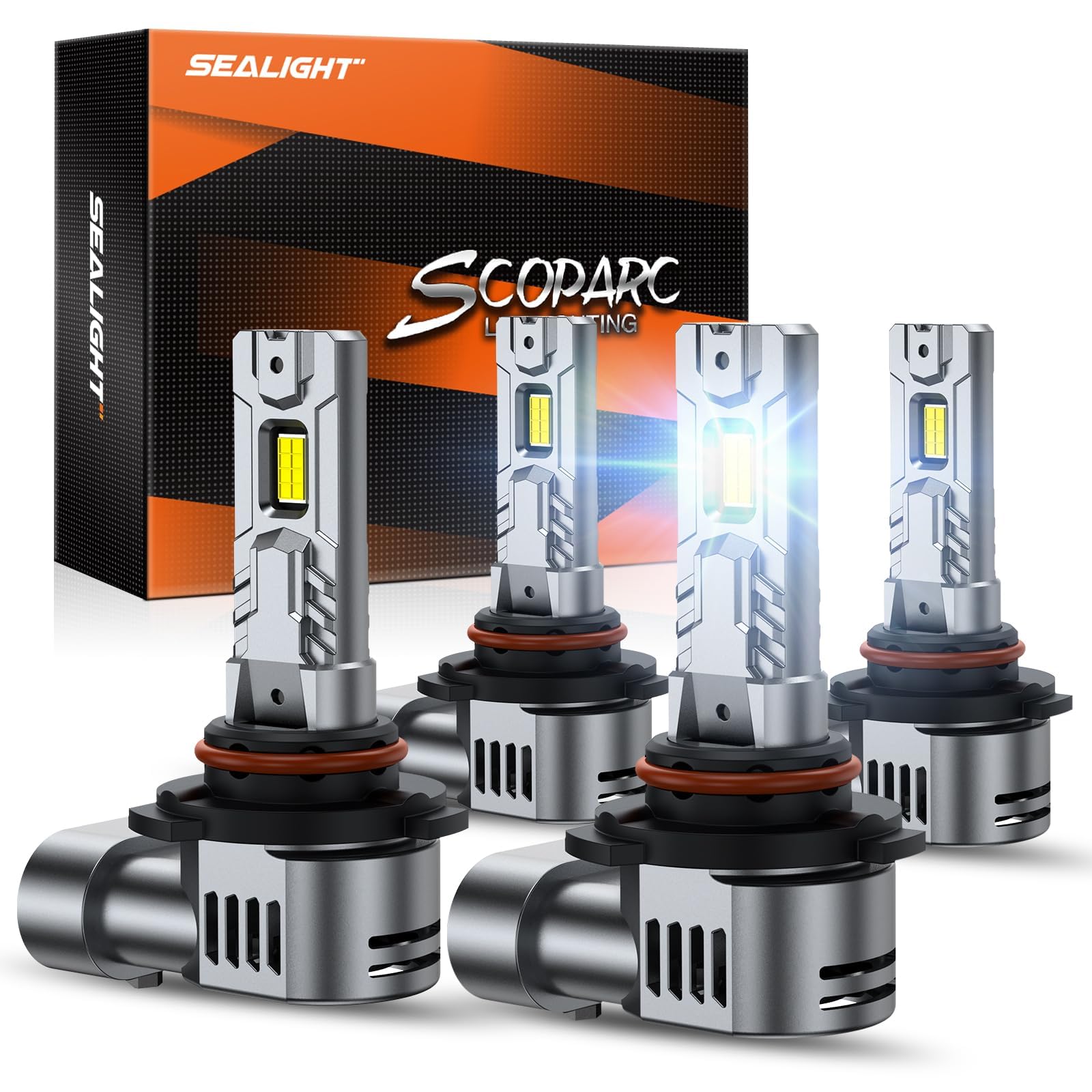Photo 1 of SEALIGHT 9005 9006 Bulbs 10,0000LM Higher Brightness 6500k Cool White with Cooling Fans, 9005/HB3 Light 9006/HB4 Powersports LED Fog Lights 52W High Power 1:1 Design, 4 Pack
