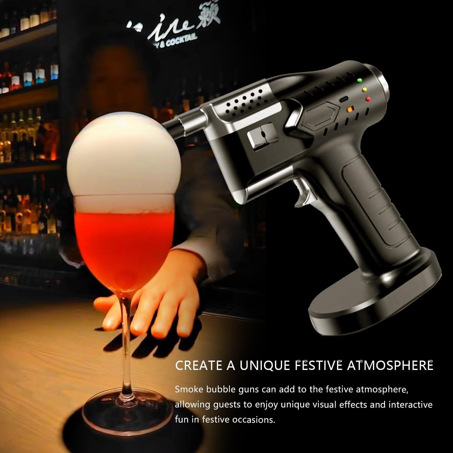 BLUEZY Liquide À Bulles, 300 ML Mini Pistolet À Fumée À Cocktail Bubble Solution À Bulles S'applique À Pistolet À Bulles Accessories-Huile Essentielle pour Cocktail Pistolet Aromatique A
