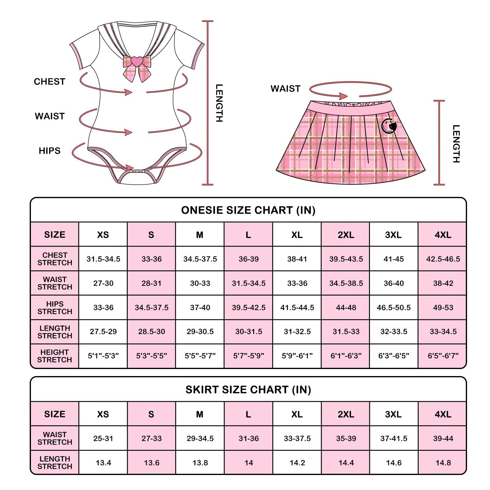 Landofgenie Damen Onesie Baumwolle Bodysuit Set für Damen Cosplay JK-Uniform Mädchen Rock-Sets