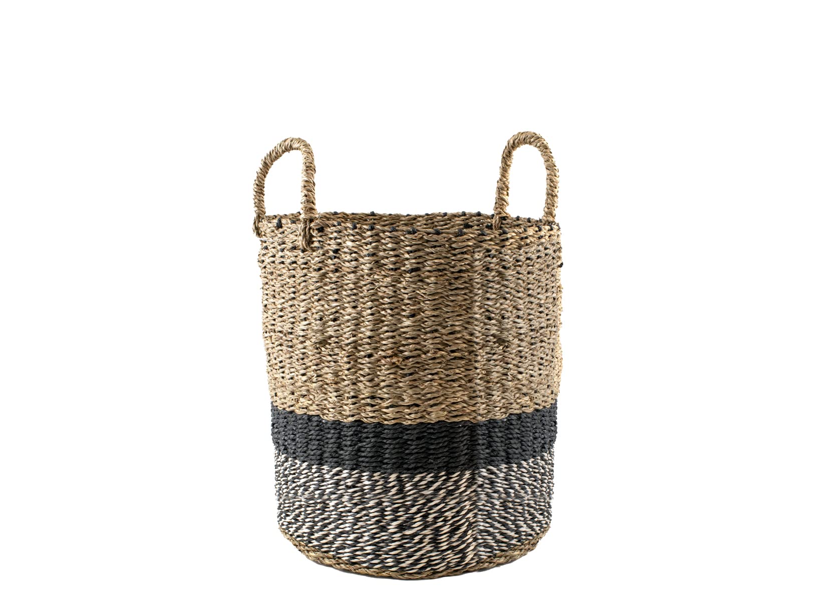 Cesto in seagrass panier de rangement bicolore H&H avec poignées