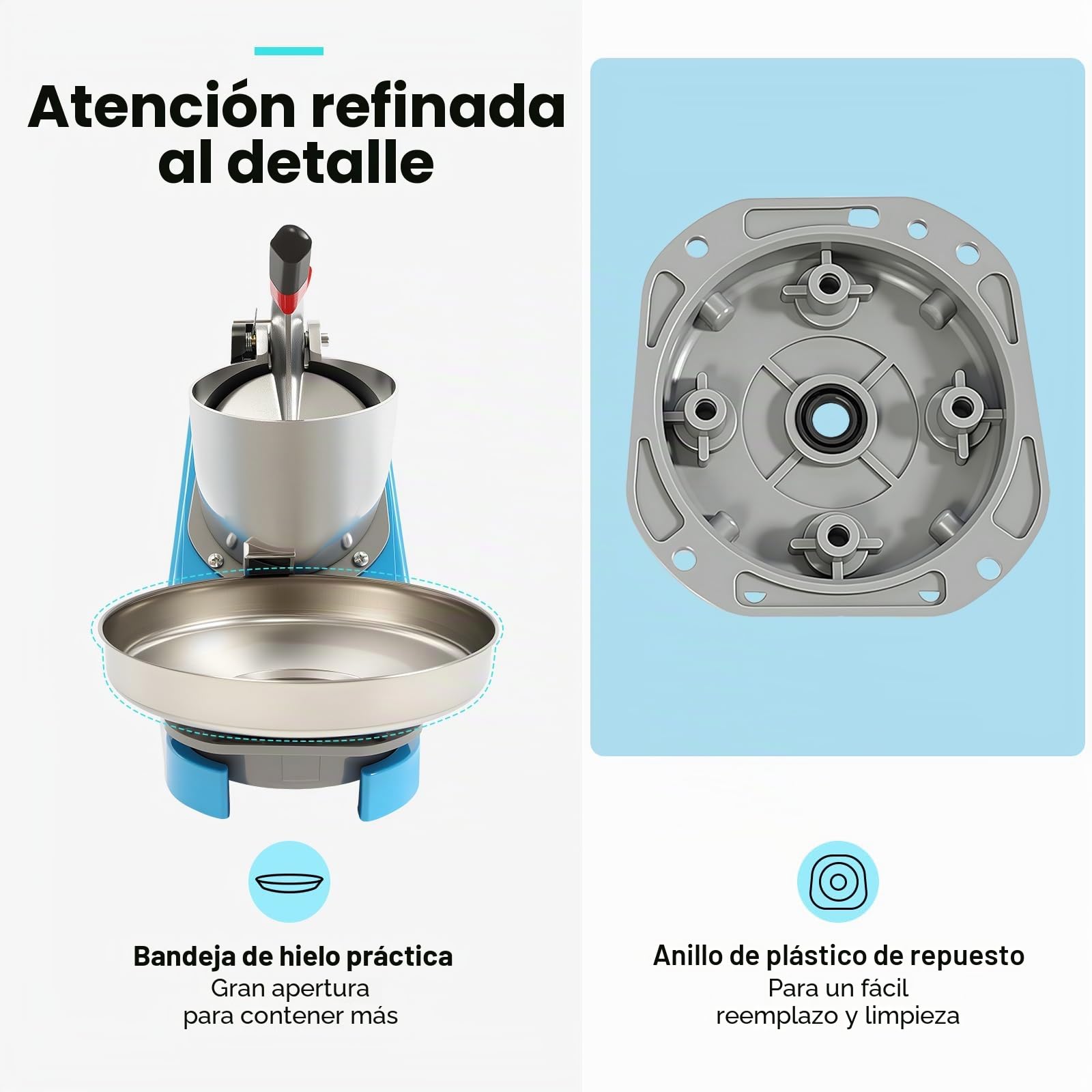 Trituradora de hielo eléctrica, trituradora de hielo de acero inoxidable, 220 V, 380 W, trituradora de hielo de 2200 rpm, para preparación de bebidas frías, té con leche, batidos, batidos de leche