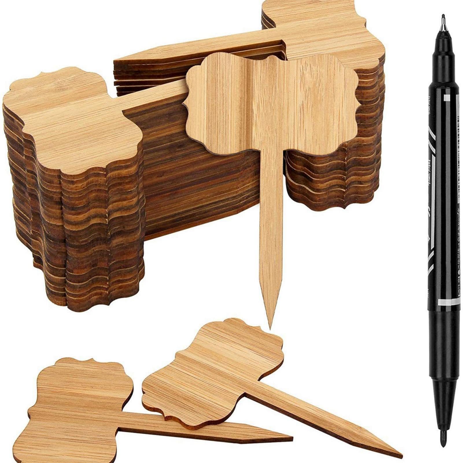 20 Etichette Legno Per Piante Con Pennarello - Marcatori Da Giardino A Forma Di T - Foto 8