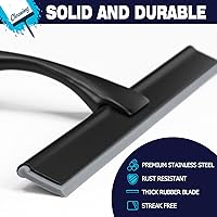 Vista 3 de Escobilla de ducha de 10 pulgadas, color negro mate, escobilla de goma de acero inoxidable multiusos para baño, puertas de ducha, espejos, azulejos