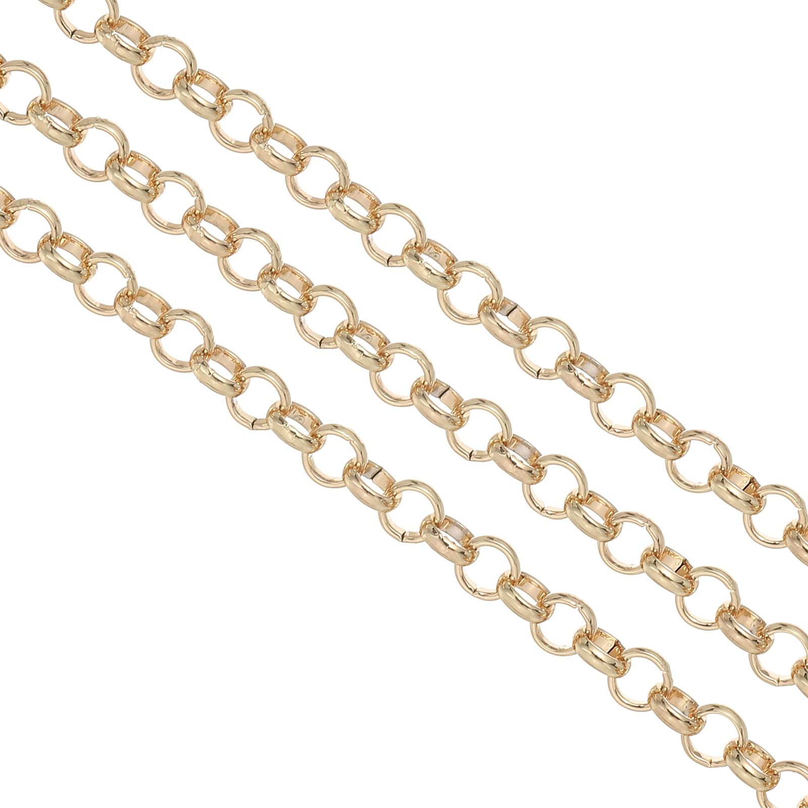 PATIKIL 16.4 Pies Cadena de Eslabones Circulares, Rollo de Cadena de 6 mm Cadena de Eslabones de Acera Carrete de Cadena de Metal para Diy Accesorios Collar Pulsera Pendiente, Oro
