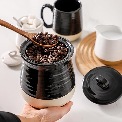 Miniatura 7 de Hasense Tarro de almacenamiento de alimentos de cerámica, recipiente grande de cocina de 88 onzas con tapa, recipientes herméticos de almacenamiento